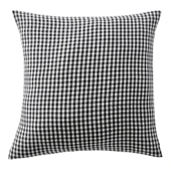 EMINZA Taie d'oreiller Carrée gaze de coton (80 x 80 cm) Gaïa Vichy noir New