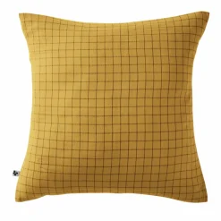 EMINZA Taie d'oreiller carrée gaze de coton (60 x 60 cm) Gaïa Mix Jaune safran New