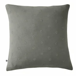 EMINZA Taie d'oreiller carrée gaze de coton (60 x 60 cm) Gaïa Boho Gris granit Gris foncé Hot