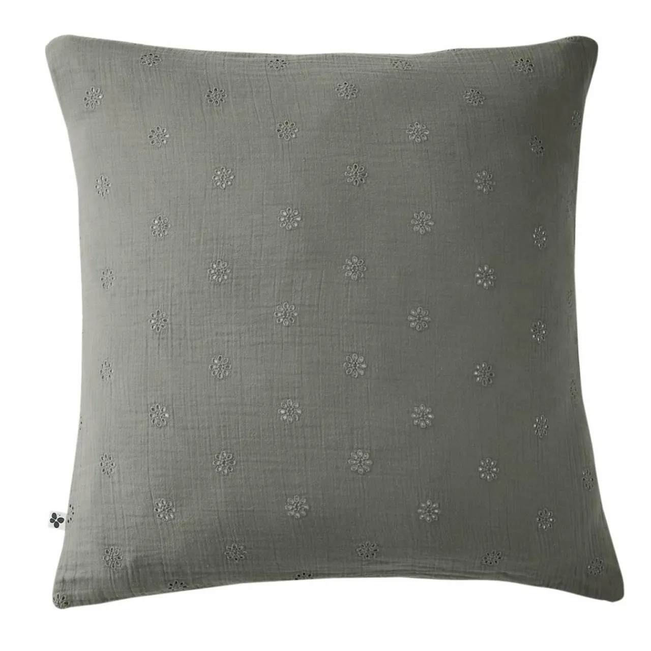 EMINZA Taie d'oreiller carrée gaze de coton (60 x 60 cm) Gaïa Boho Gris granit Gris foncé Hot
