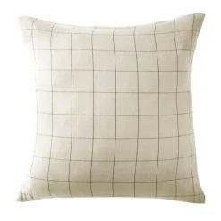 EMINZA Taie d'oreiller carrée gaze de coton (60 x 60 cm) Gaïa Match pampa Beige