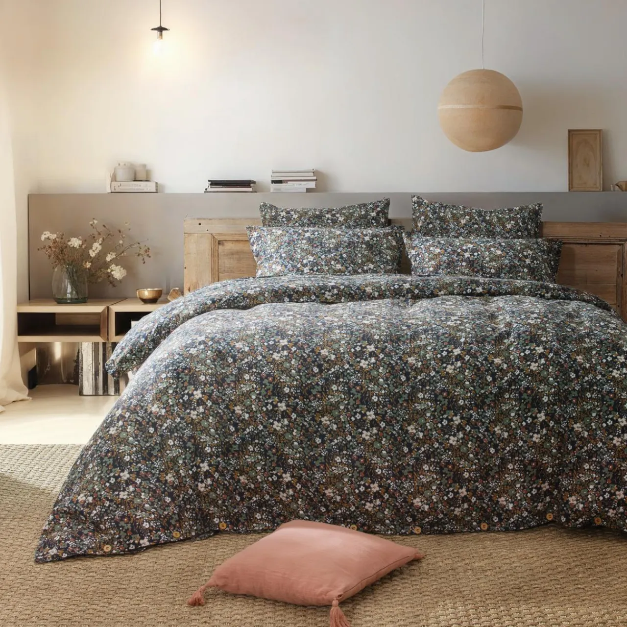 EMINZA Taie d'oreiller carrée gaze de coton (60 x 60 cm) Constance Bleu nuit Outlet