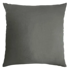 EMINZA Taie d'oreiller carrée gaze de coton (80 x 80 cm) Gaïa Gris granit Gris foncé