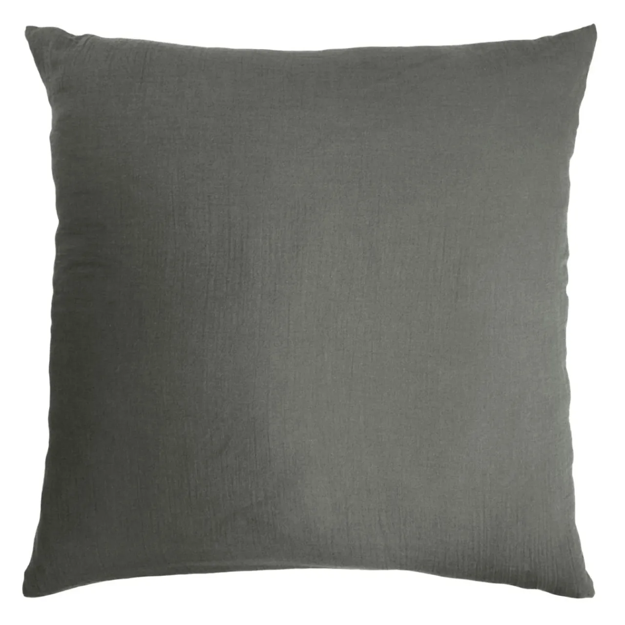 EMINZA Taie d'oreiller carrée gaze de coton (80 x 80 cm) Gaïa Gris granit Gris foncé
