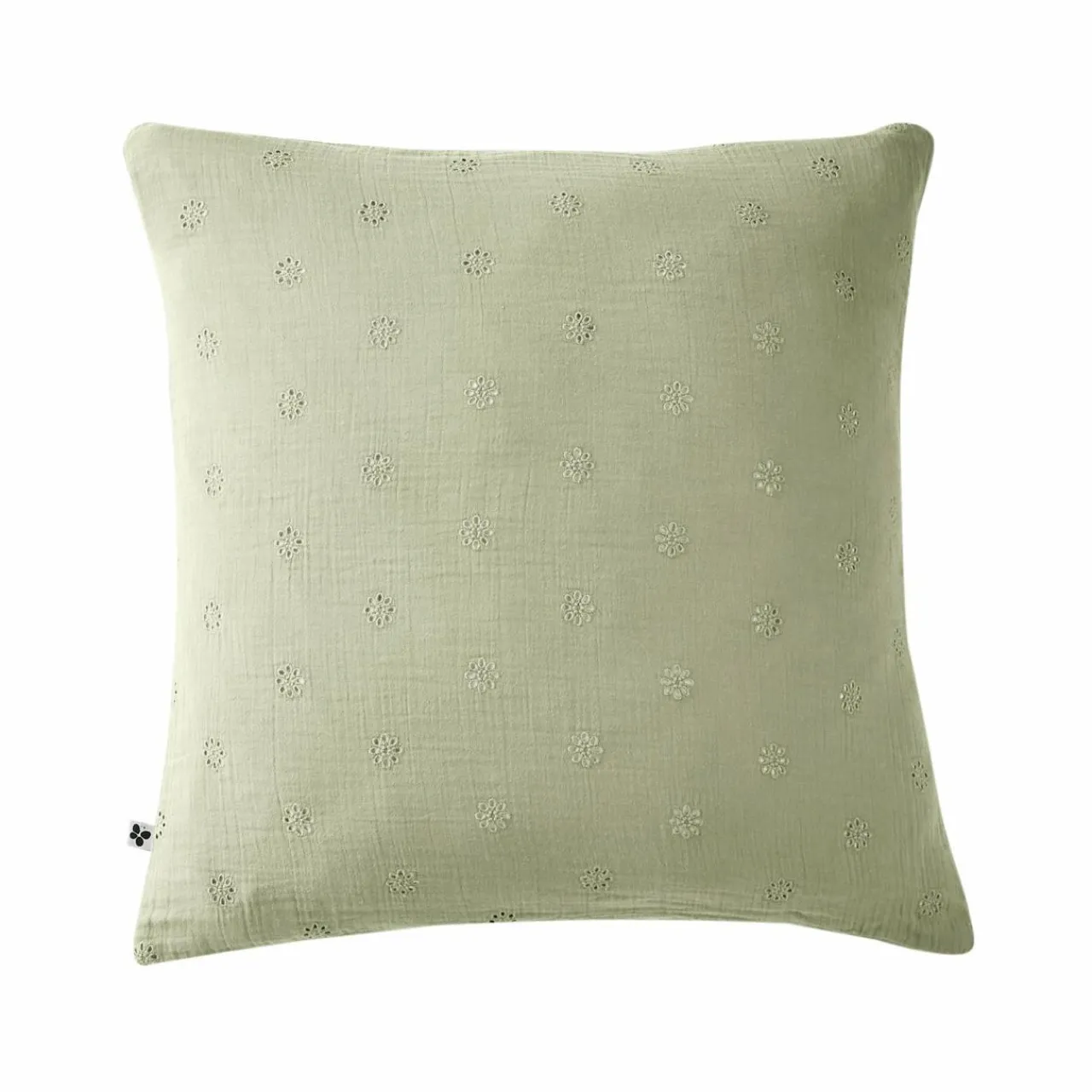 EMINZA Taie d'oreiller carrée gaze de coton (60 x 60 cm) Gaïa Boho Vert tilleul New