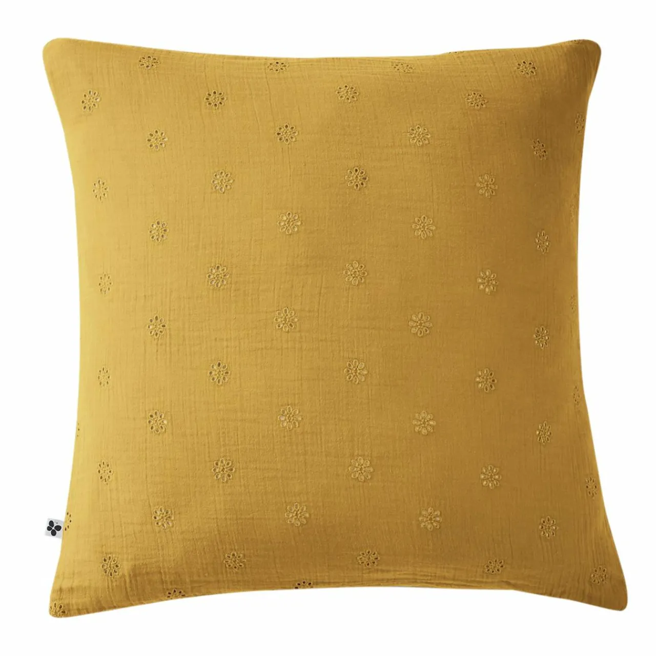 EMINZA Taie d'oreiller carrée gaze de coton (60 x 60 cm) Gaïa Boho Jaune safran Outlet