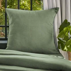 EMINZA Taie d'oreiller carrée lyocell Tencel™ lavé (80 x 80 cm) Olivia Vert romarin Clearance