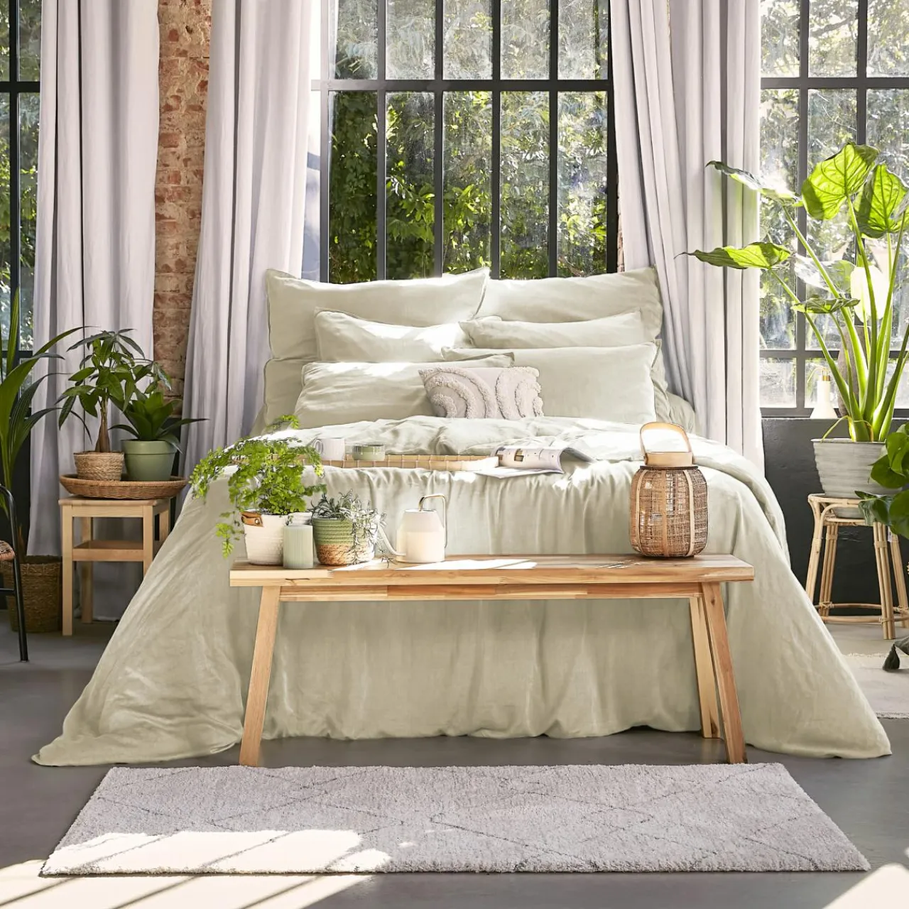 EMINZA Taie d'oreiller carrée lyocell Tencel™ lavé (80 x 80 cm) Olivia pampa Beige Best