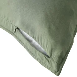 EMINZA Taie d'oreiller carrée lyocell Tencel™ lavé (63 x 63 cm) Olivia Vert romarin Outlet