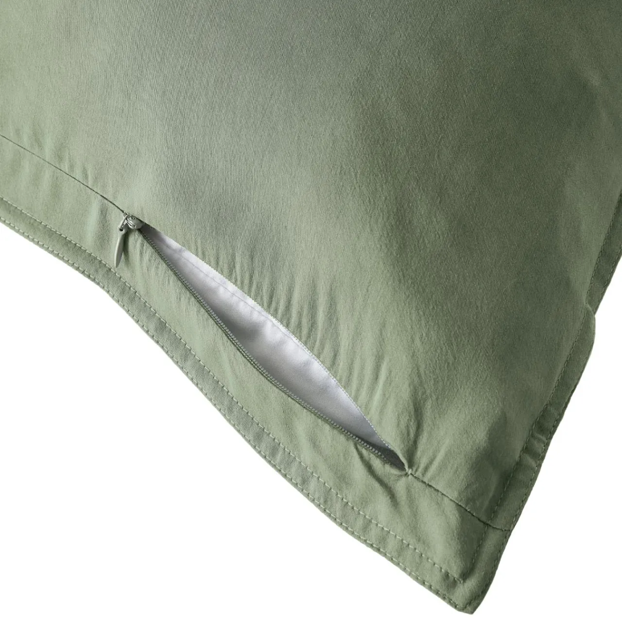 EMINZA Taie d'oreiller carrée lyocell Tencel™ lavé (63 x 63 cm) Olivia Vert romarin Outlet