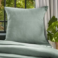 EMINZA Taie d'oreiller carrée lyocell Tencel™ lavé (80 x 80 cm) Olivia Vert Eucalyptus Outlet
