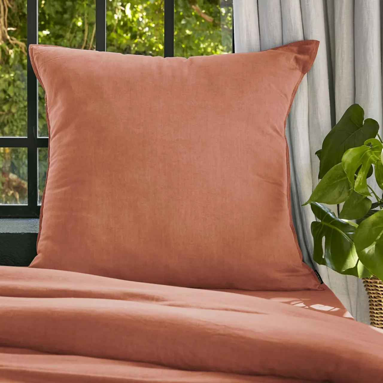 EMINZA Taie d'oreiller carrée lyocell Tencel™ lavé (80 x 80 cm) Olivia Terracotta Sale