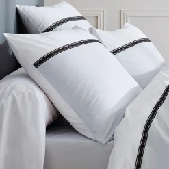 TRADI LINGE Taie d'oreiller carrée percale de coton Passion he Blanc Discount