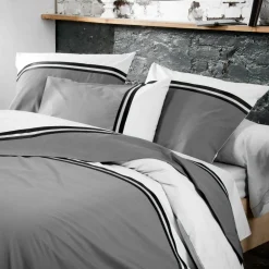 TRADI LINGE Taie d'oreiller carrée percale de coton Smoking e Gris Best