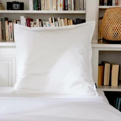EMINZA Taie d'oreiller carrée percale de coton (65 x 65 cm) Cali Blanc