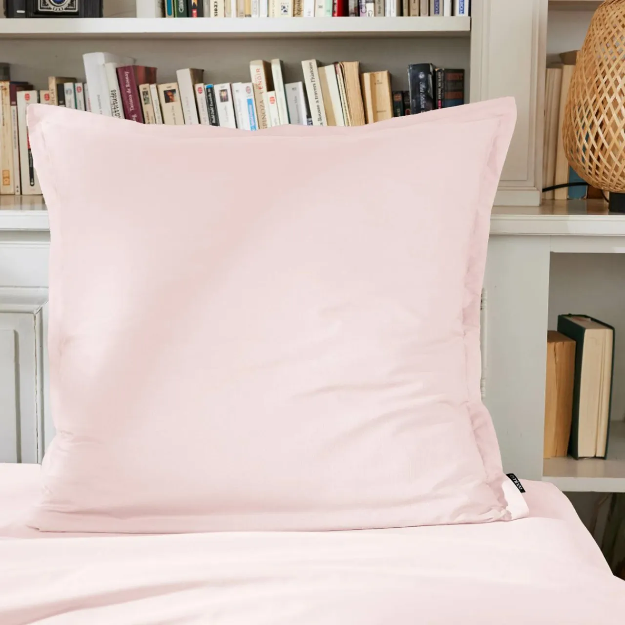 EMINZA Taie d'oreiller carrée percale de coton (80 x 80 cm) Cali Rose poudré New