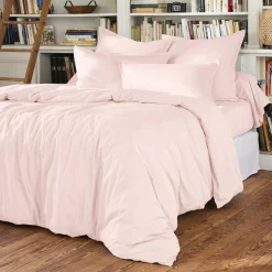 EMINZA Taie d'oreiller carrée percale de coton (80 x 80 cm) Cali Rose poudré New