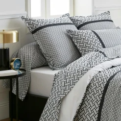 TRADILINGE Taie d'oreiller carrée percale de coton (65 x 65 cm) Riviera e Gris Clearance