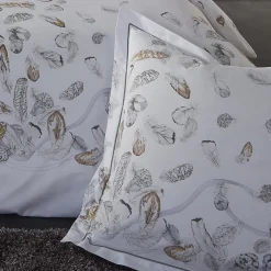 TRADILINGE Taie d'oreiller carrée percale de coton (65 x 65 cm) Plumes e Gris Best