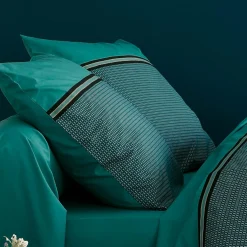 TRADI LINGE Taie d'oreiller carrée percale de coton (65 x 65 cm) Gustav émeraude Vert Sale