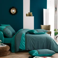 TRADI LINGE Taie d'oreiller carrée percale de coton (65 x 65 cm) Gustav émeraude Vert Sale