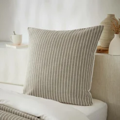 EMINZA Taie d'oreiller carrée réversible coton texturé et percale (60 x 60 cm) Alice Ecru Discount