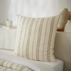 EMINZA Taie d'oreiller carrée réversible coton texturé et percale (60 x 60 cm) Alice Ficelle Online