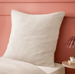 EMINZA Taie d'oreiller quadruple gaze de coton (60 x 60 cm) Victoria x Gaïa pampa Beige Outlet