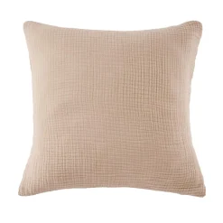 EMINZA Taie d'oreiller quadruple gaze de coton (60 x 60 cm) Victoria x Gaïa Ficelle Sale