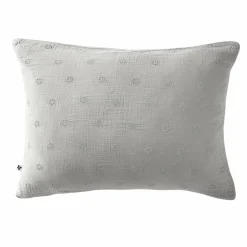 EMINZA Taie d'oreiller rectangulaire gaze de coton (50 x 70 cm) Gaïa Boho Gris nuage Gris clair Outlet