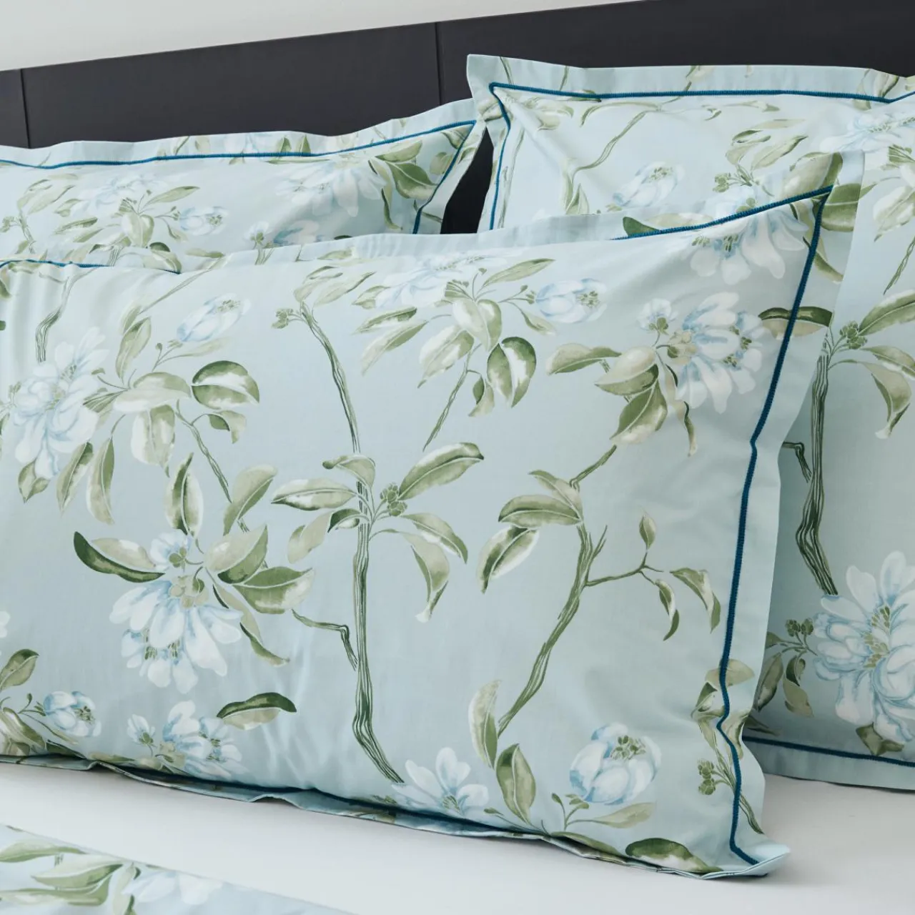 TRADILINGE Taie d'oreiller rectangulaire percale de coton (50 x 70 cm) Eléna Nil e Vert