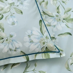 TRADILINGE Taie d'oreiller rectangulaire percale de coton (50 x 70 cm) Eléna Nil e Vert