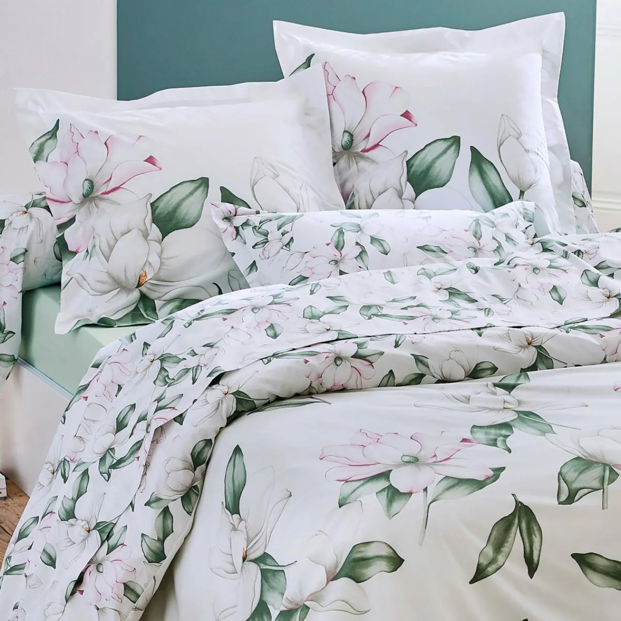 TRADILINGE Taie d'oreiller rectangulaire percale de coton (50 x 70 cm) Magnolia sauge Vert Sale