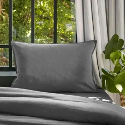 EMINZA Taie d'oreiller rectangulaire lyocell Tencel™ lavé (50 x 80 cm) Olivia granit Gris Hot