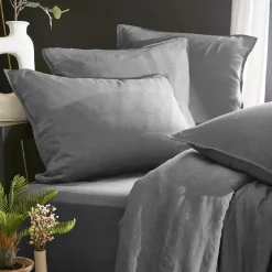 EMINZA Taie d'oreiller rectangulaire lyocell Tencel™ lavé (50 x 80 cm) Olivia granit Gris Hot