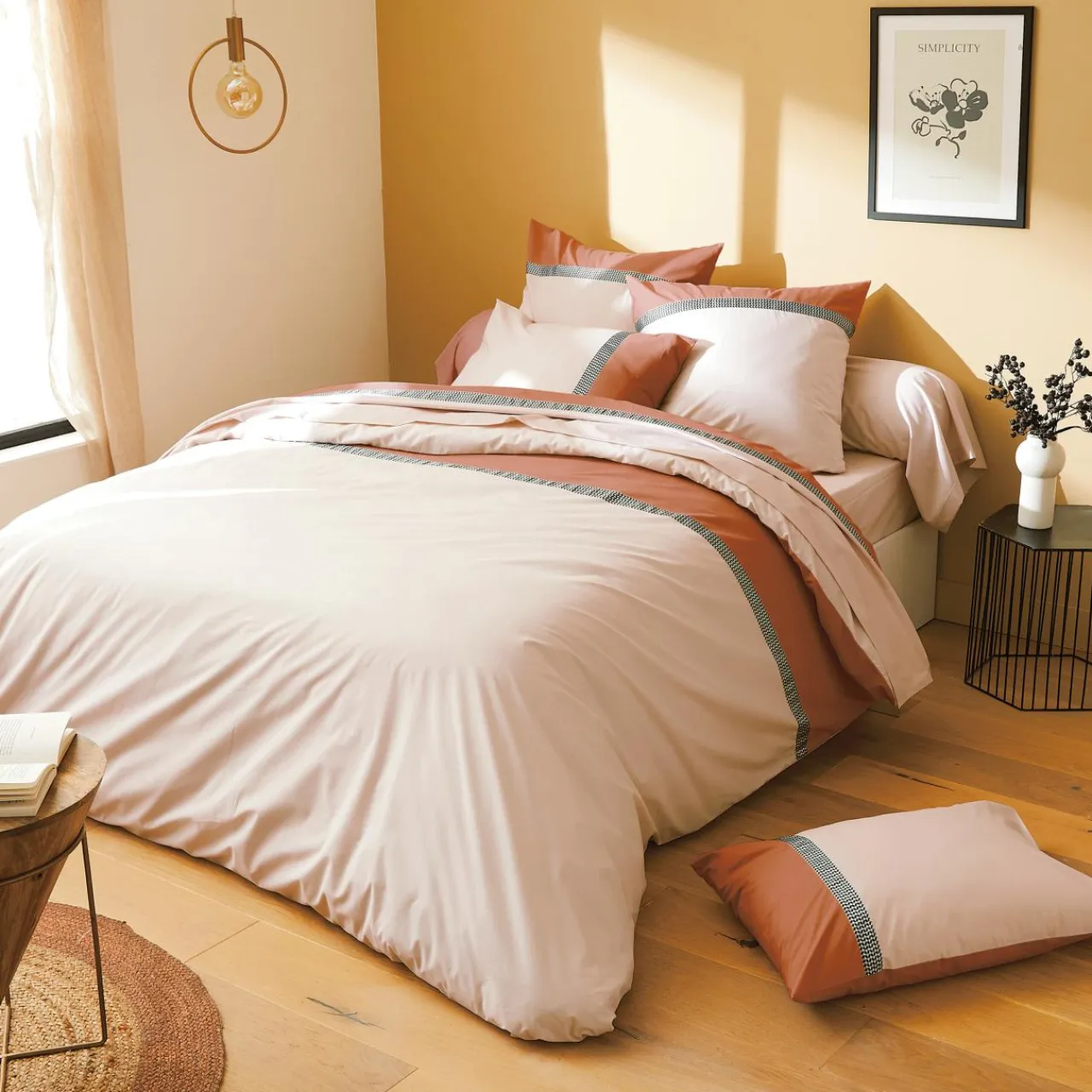 TRADILINGE Taie d'oreiller rectangulaire percale de coton (50 x 70 cm) Macassar Cognac Clearance