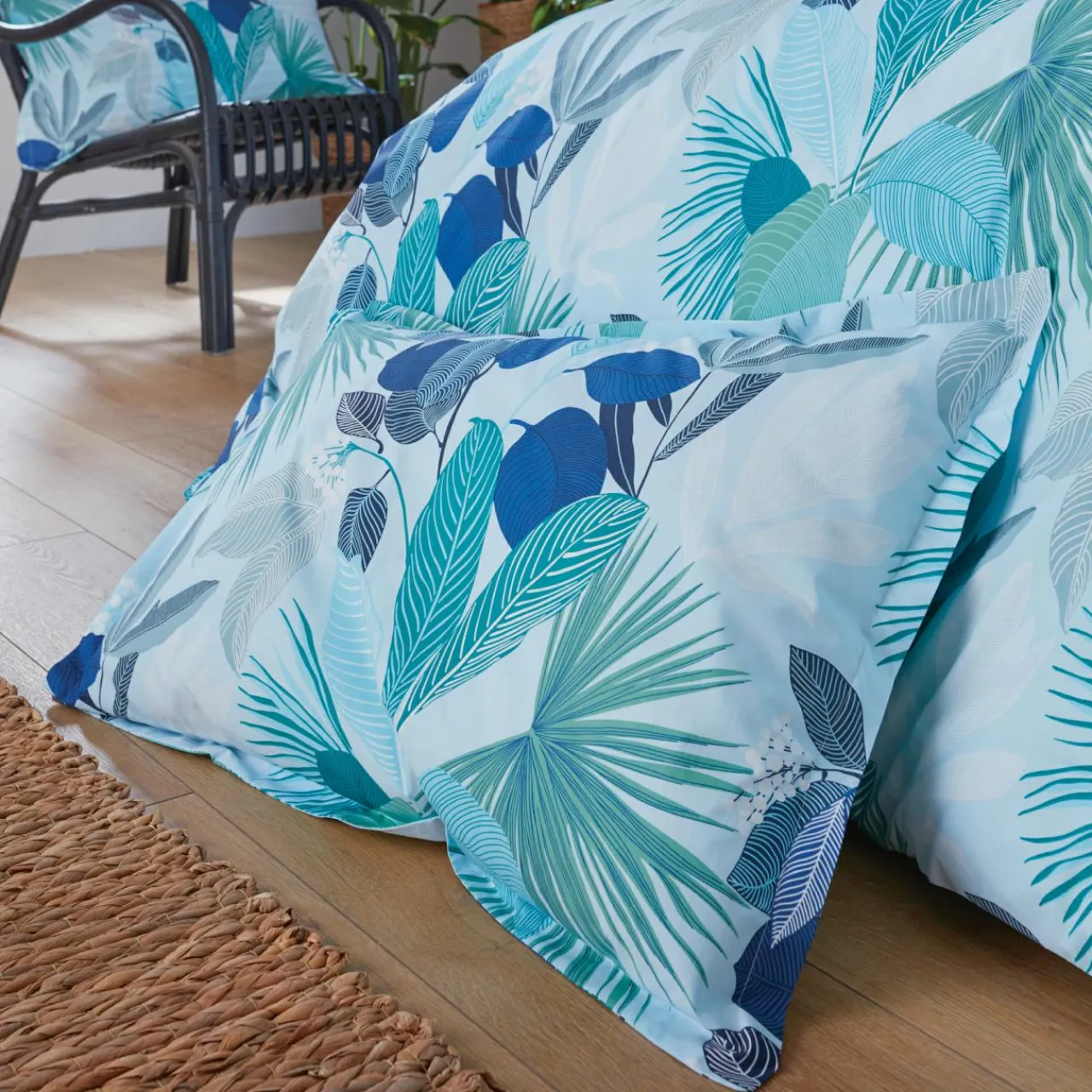 TRADILINGE Taie d'oreiller rectangulaire percale de coton (50 x 70 cm) Moorea e Bleu Hot