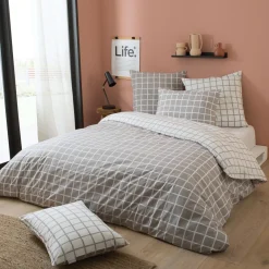 TRADILINGE Taie d'oreiller rectangulaire percale de coton (50 x 70 cm) Max e Gris New