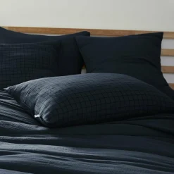 EMINZA Taie d'oreiller rectangulaire gaze de coton (50 x 70 cm) Gaïa Mix Bleu nuit Outlet