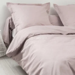 TRADI LINGE Taie d'oreiller rectangulaire coton Félicie ruban Rose clair Hot