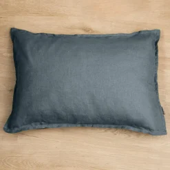 EMINZA Taie d'oreiller rectangulaire lin lavé (50 x 80 cm) Louise Gris ardoise Clearance