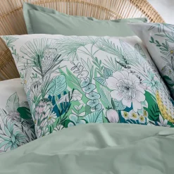 TRADI LINGE Taie d'oreiller rectangulaire percale de coton (50 x 70 cm) Bali e Vert Discount