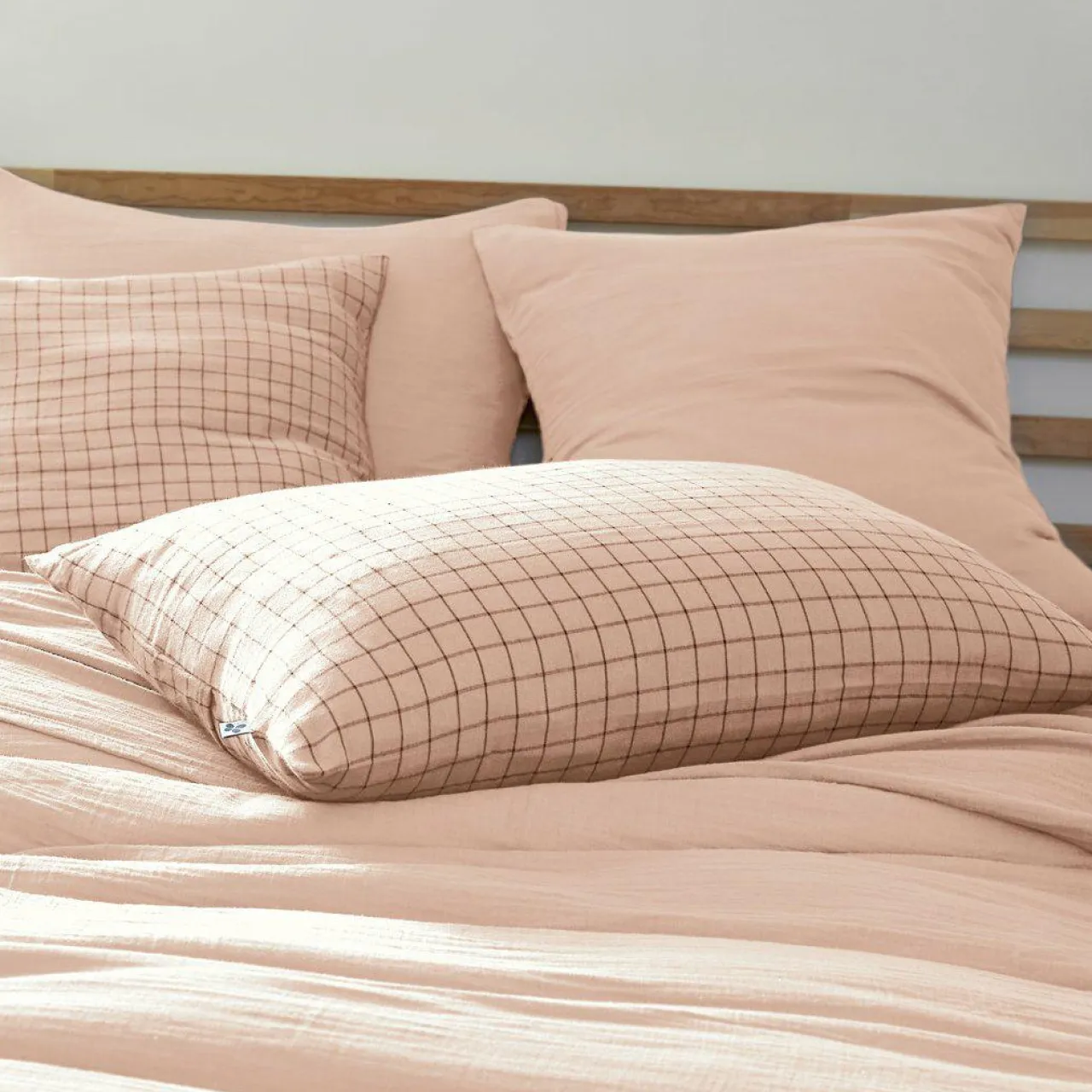 EMINZA Taie d'oreiller rectangulaire gaze de coton (50 x 70 cm) Gaïa Mix Rose poudré Discount