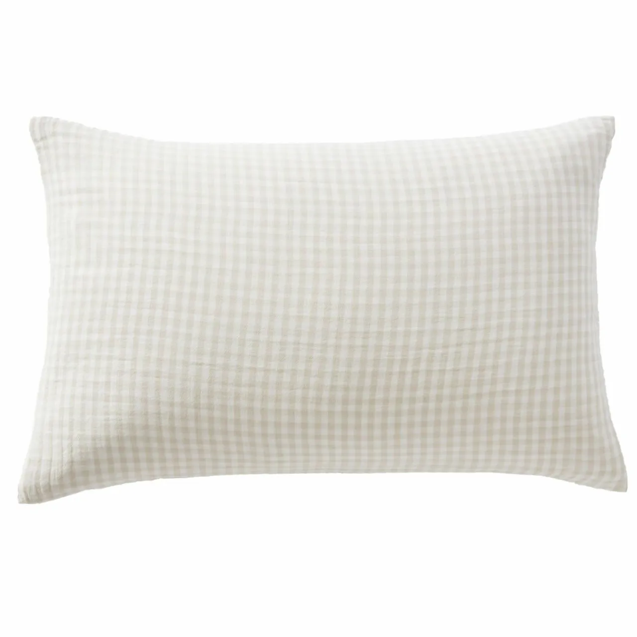 EMINZA Taie d'oreiller Rectangulaire gaze de coton (50 x 80 cm) Gaïa Vichy beige Clearance