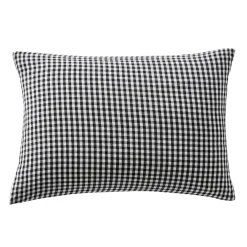 EMINZA Taie d'oreiller Rectangulaire gaze de coton (50 x 80 cm) Gaïa Vichy noir Best