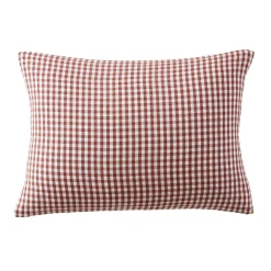 EMINZA Taie d'oreiller rectangulaire gaze de coton (50 x 80 cm) Gaïa Vichy terracotta Outlet
