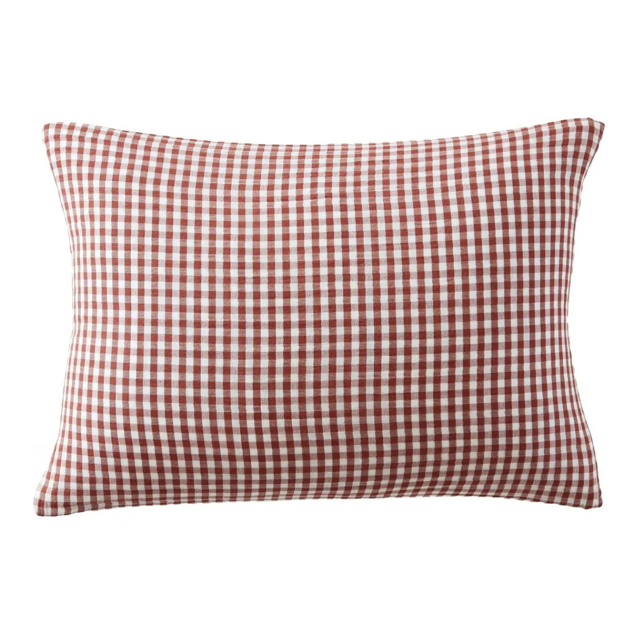 EMINZA Taie d'oreiller rectangulaire gaze de coton (50 x 80 cm) Gaïa Vichy terracotta Outlet