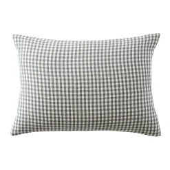 EMINZA Taie d'oreiller rectangulaire gaze de coton (50 x 80 cm) Gaïa Vichy Vert romarin Vichy romarin Hot