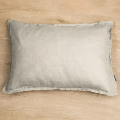 EMINZA Taie d'oreiller rectangulaire lin lavé (50 x 70 cm) Louise Beige Best