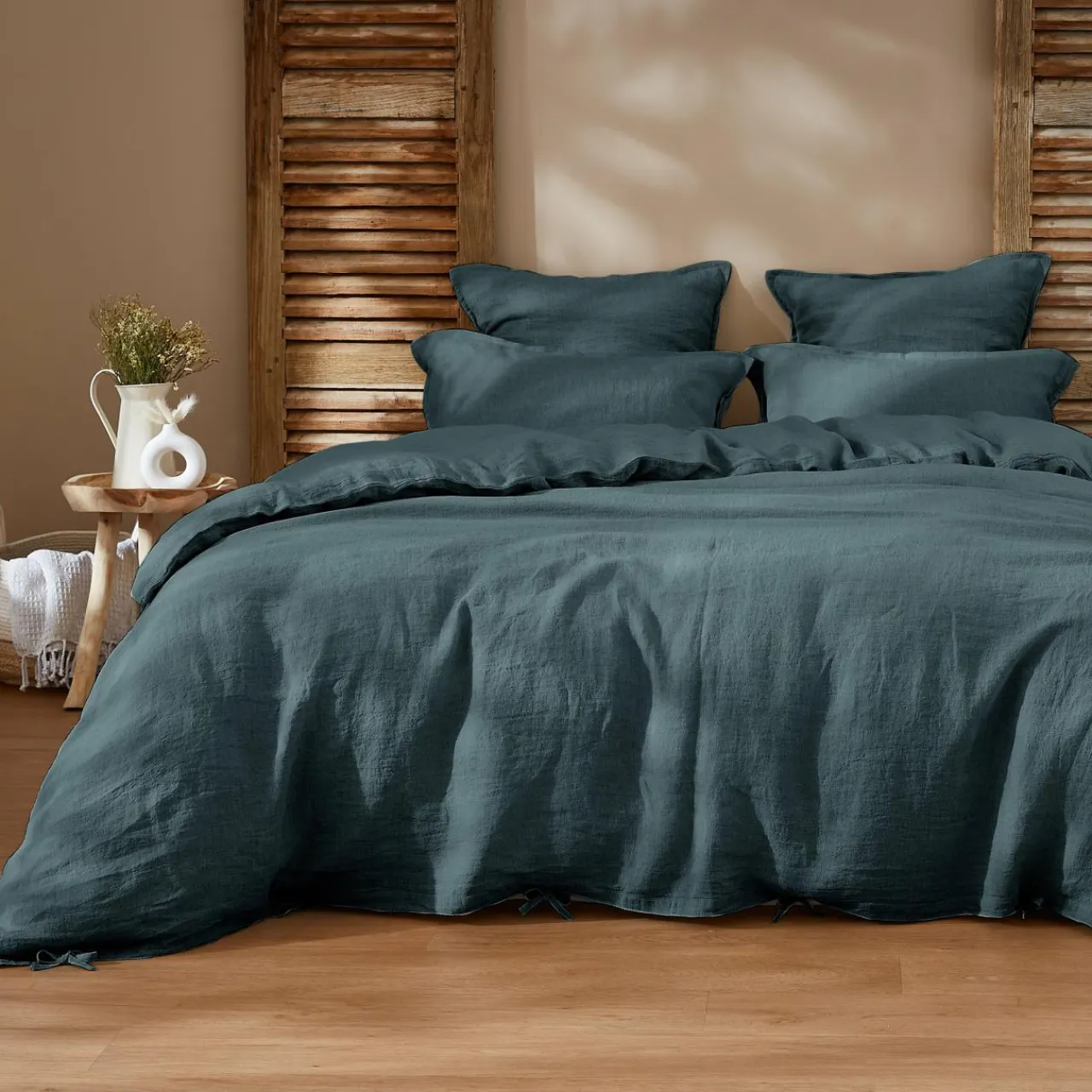 EMINZA Taie d'oreiller rectangulaire lin lavé (50 x 70 cm) Louise Gris ardoise Discount